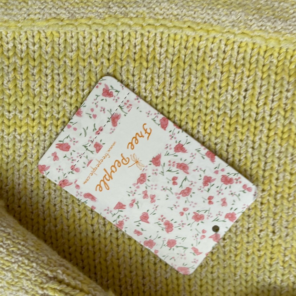S 🔖 FREE PEOPLE Lemonade Stand Sweater Yellow V-neck Lemonade $128 OB962004 - Picture 6 of 11